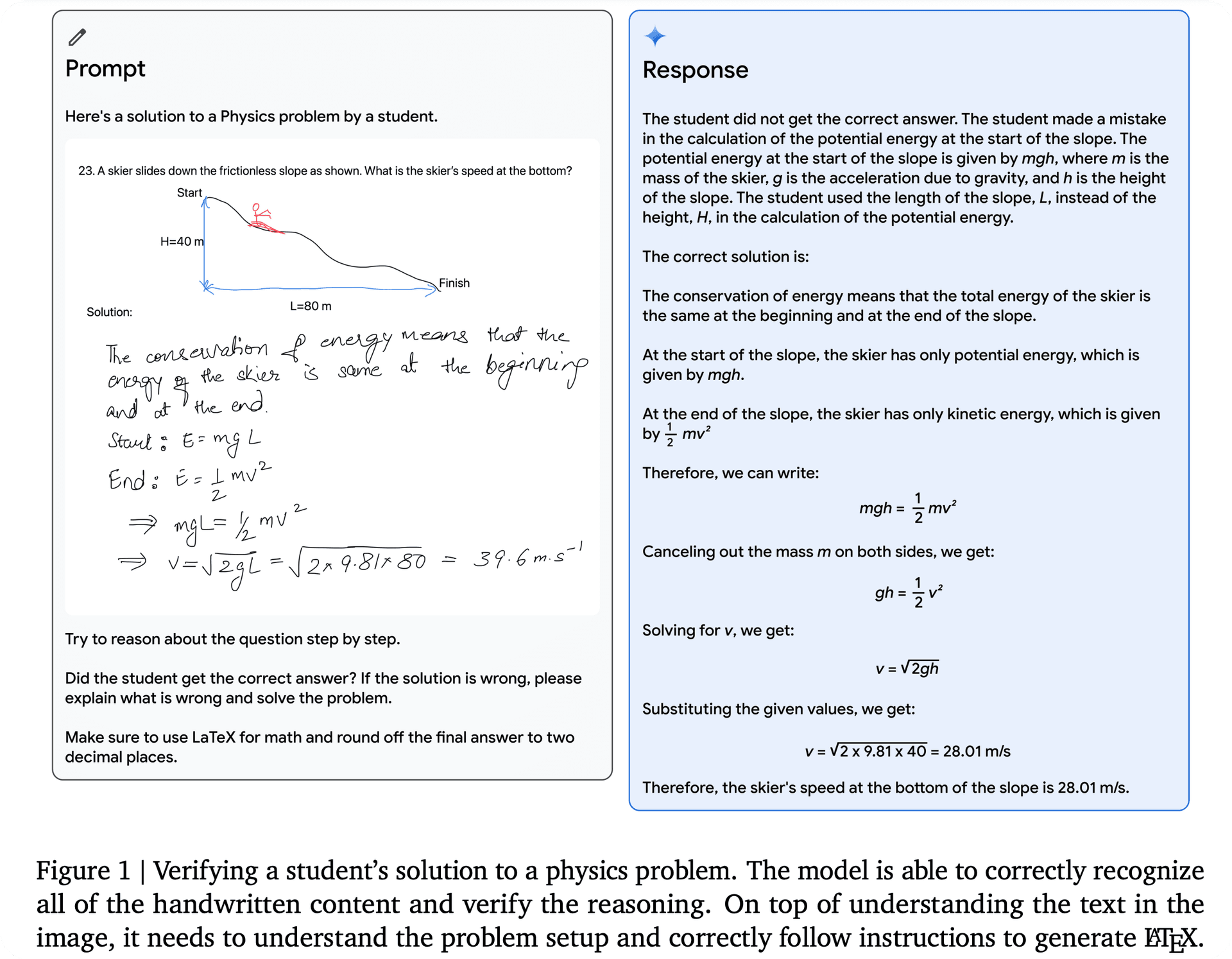 Example 1: Gemini answers a question about a student’s handwriting