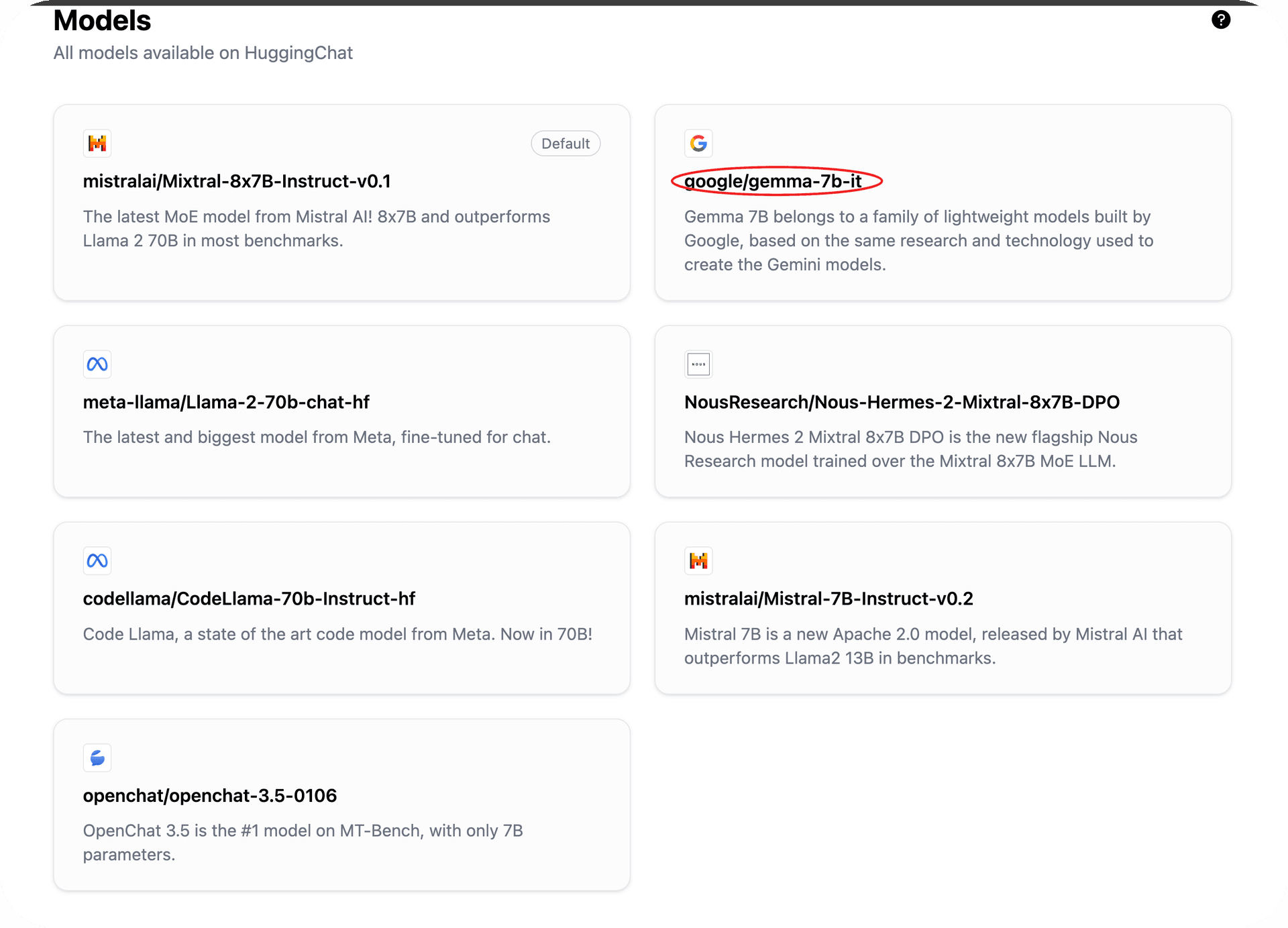 HuggingChat 支持的7个开源模型